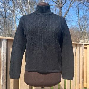 Como Sport Italy Women’s 100% Merino Wool Mock Neck Black Knit Sweater Size S